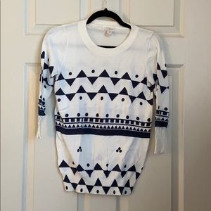 Jcrew patterned 3/4 sleeve sweater